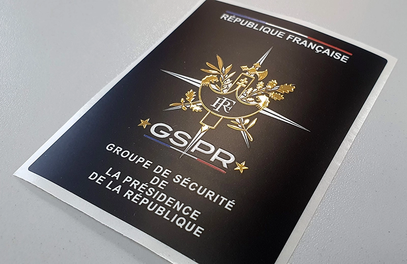 étiquettes dorure sécurité présidentielle