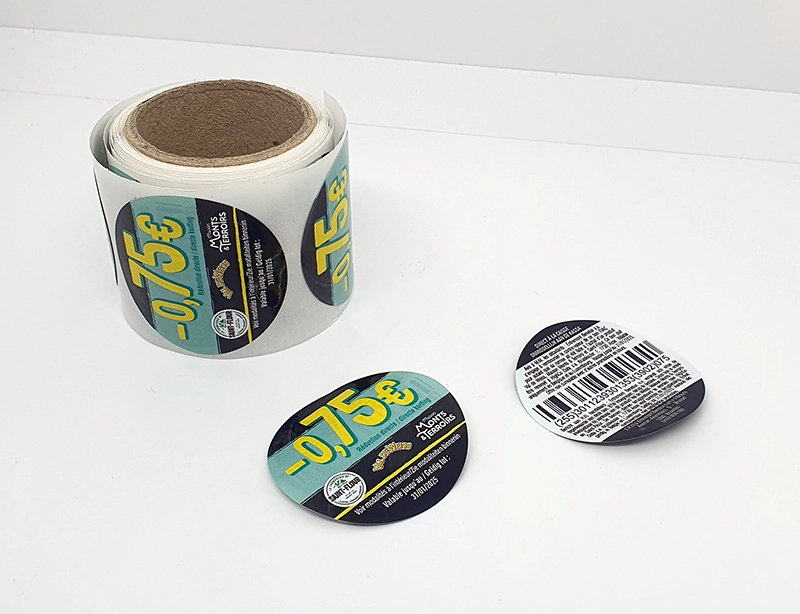 étiquettes coupons pelables en rouleaux avec impression recto verso