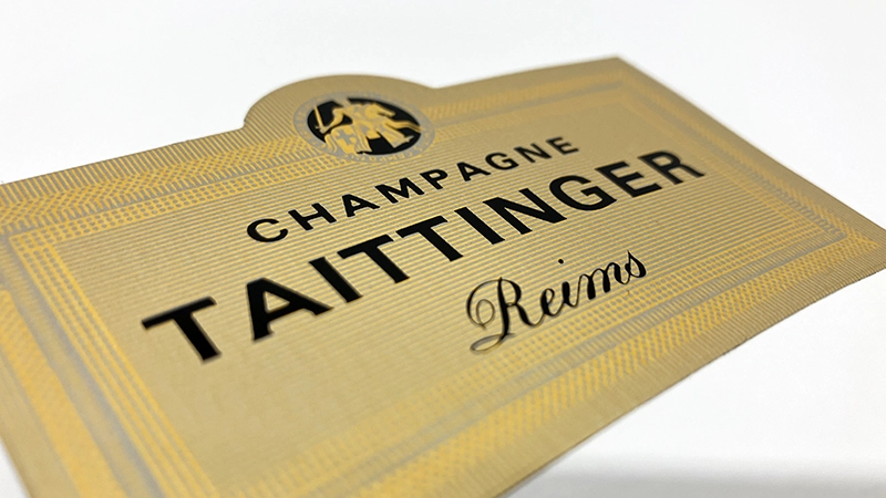 étiquette en aluminium champagne taittinger
