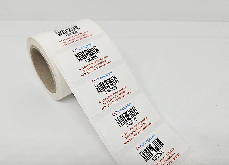 étiquettes adhésives void avec numéro de garantie